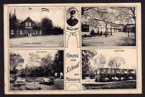 40614 Ansichtskarte Mönkeberg Ecksol Kiel 1917 Gasthaus Jachthütte