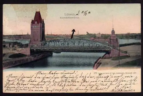 40453 Ansichtskarte Lübeck Eisenbahnbrücke 1901