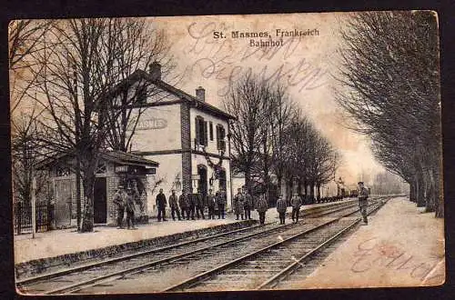 40607 Ansichtskarte St. Masmes Gare Bahnhof ca. 1917