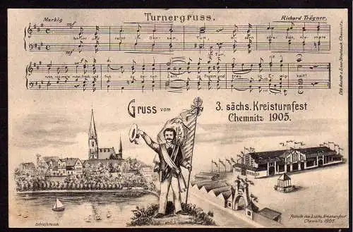 37163 Ansichtskarte 3. Sächsisches Kreisturnfest Chemnitz 1905