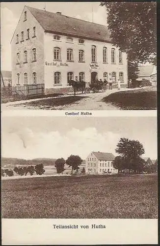 23493 Ansichtskarte Gasthof Hutha Teilansich Hutha ,gelaufen Hallbach 1930, Dittmannsdorf