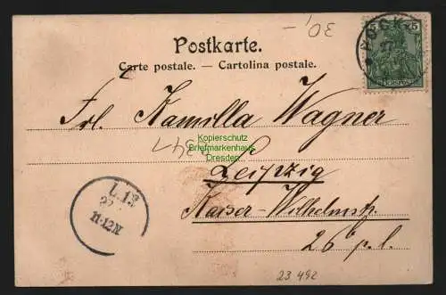 23492 AK Nenniemühle Restaurant Haltestelle Bahnhof , gelaufen Pockau 1902