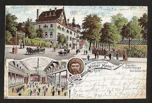 22278 Ansichtskarte Dresden Trachenberge 1906 Litho Gasthof Wilder Mann