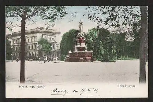 22253 AK Berlin Rolandbrunnen Steglitz Roland, gelaufen 1905