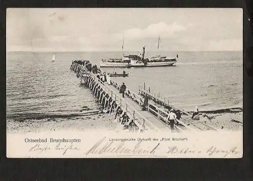 22483 Ansichtskarte Ostseebad Brunshaupten Dampfer Fürst Blücher Schaufelraddampfer 1905