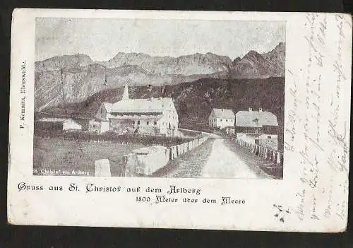 22294 AK St Cristoph auf dem Arlberg 1900 gelaufen, Marke abgelöst