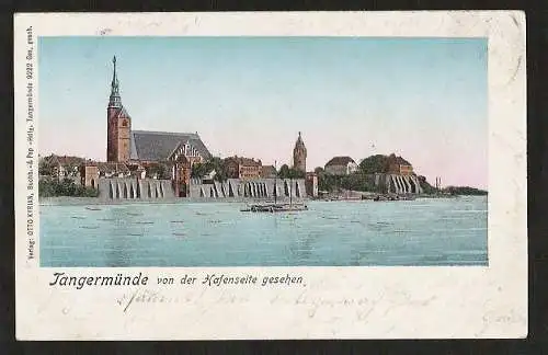 22588 AK Tangermünde von der Hafenseite gesehen, gelaufen 1904 nach Parey