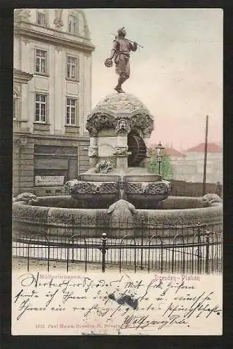 22080 Ansichtskarte Dresden Plauen Müllerbrunnen F.-C.-Weißkopf-Platz Müllerbrunnen 1908