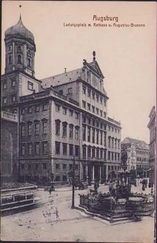 170808 Ansichtskarte Augsburg 1930 Ludwigsplatz Rathaus