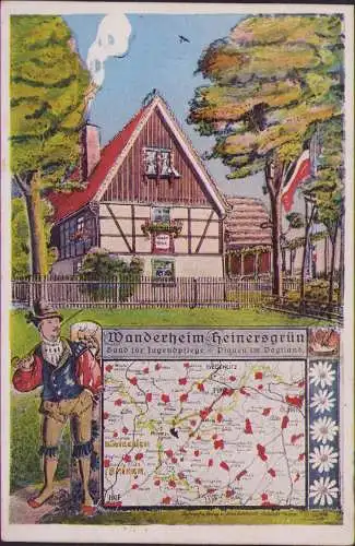 170664 Ansichtskarte Wanderheim Heinersgrün Plauen i. V. Künstlerkarte 1915