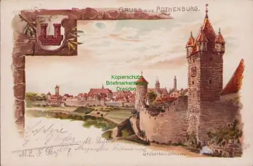 170117 Ansichtskarte Rothenburg ob der Tauber Stöberleinsturm 1899 Litho Künstlerkarte