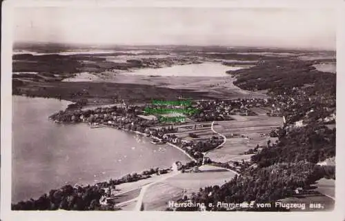 170139 Ansichtskarte Herrsching am Ammersee vom Flugzeug aus Luftbild 1952