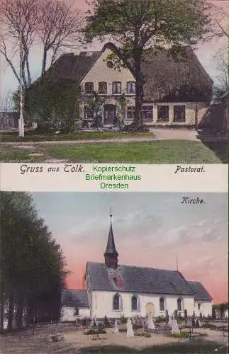 170228 Ansichtskarte Tolk bei Schleswig um 1915 Pastorat und Kirche Friedhof