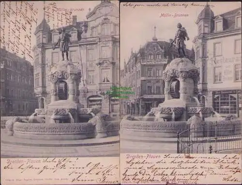 165655 2 AK Dresden Plauen Müllerbrunnen 1903 1904 restaurant