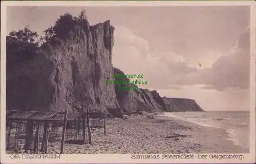 165516 Ansichtskarte GR. DIRSCHKEIM Samlands Felsenküste Der Galgenberg 1929