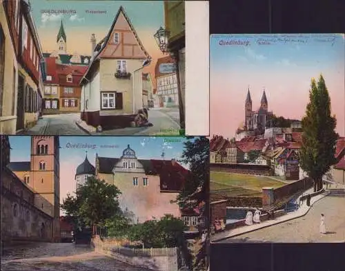 152621 3 Ansichtskarte Quedlinburg Schloss 1915 Finkenherd 1916 Schlosshof