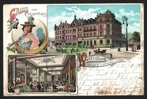 146173 Ansichtskarte Litho Gruss vom Concerthaus Deuben bei Dresden 1902