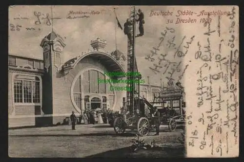 146674 Ansichtskarte Dresden 1903 Deutsche Städte Ausstellung Maschinen-Halle Feuerwehr