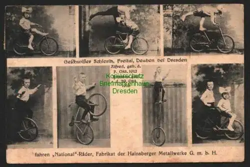 146346 Ansichtskarte Freital Deuben 1925 National Fahrrad Hainsberger Metallwerke