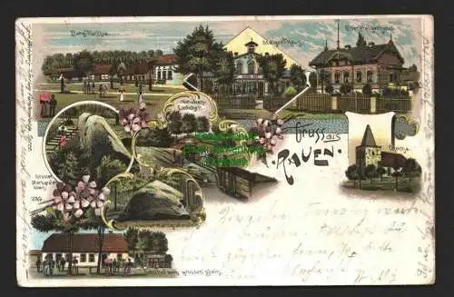 146624 Ansichtskarte Litho Gruss aus Rauen 1898 Gasthof zum grossen Stein Obersteigerhaus