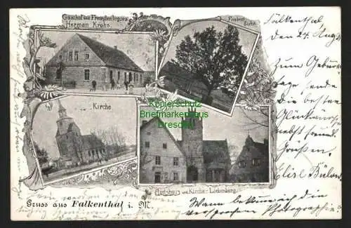 146318 Ansichtskarte Falkenthal Löwenberger Land 1899 Gasthof Kirche Amtshaus Liebenberg