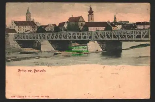 144164 Ansichtskarte Budweis um 1900 Ceske Budejovice  Moldau oder Maltsch Brücke