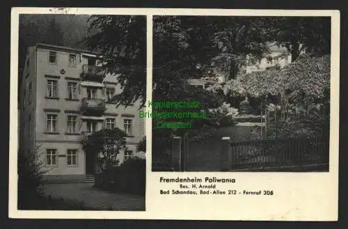 143972 Ansichtskarte Bad Schandau 1944 Fremdenheim Poliwania Bad Allee 212