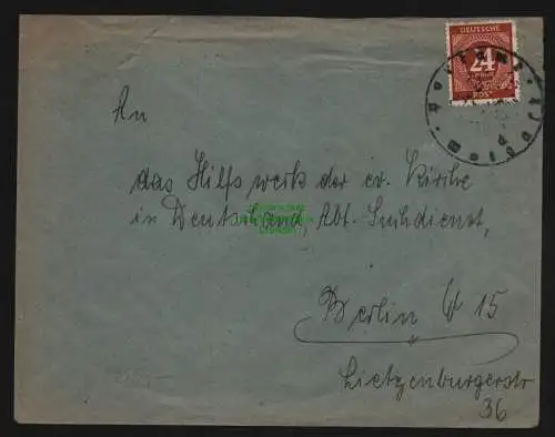 B11949 SBZ Brief Mecklenburg Notstempel Postamt Wolgast an Suchdienst Berlin