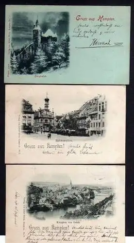 98892 3 AK Kempten Burghalde Rathausplatz Blick von Osten 1897