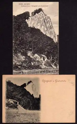 71482 2 AK Insel Rügen Stubbenkammer Königstuhl mit Fischerhütte 1900