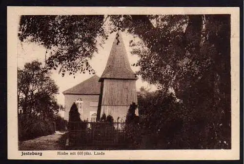 71334 Ansichtskarte Jesteburg um 1920 Kirche mit 600 jähr. Linde