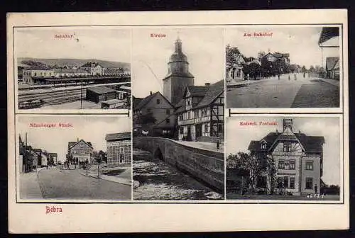 71595 Ansichtskarte Bebra Bahnhof Nürnberger Straße Postamt 1916