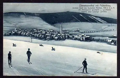 69687 Ansichtskarte Oberwiesenthal Wintersport Ski Schi Schlitten