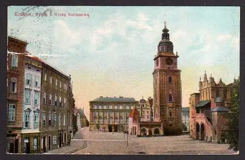 68823 Ansichtskarte Krakau Krakow Rathausplatz 1909