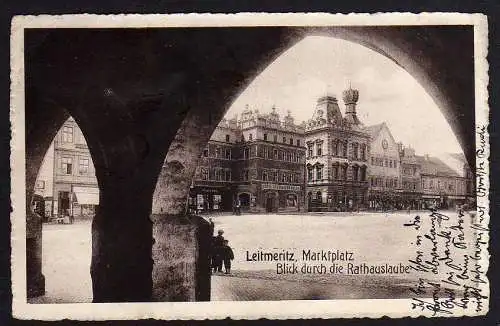 68814 Ansichtskarte Leitmeritz 1915 Hotel Schwarzer Adler Markt