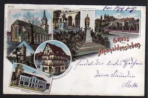 69271 Ansichtskarte Neuhaldensleben Litho 1898 Goldschmied Kühne