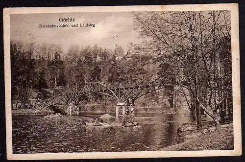 68517 Ansichtskarte Görlitz Eisenbahnviadukt und Laufsteg 1928