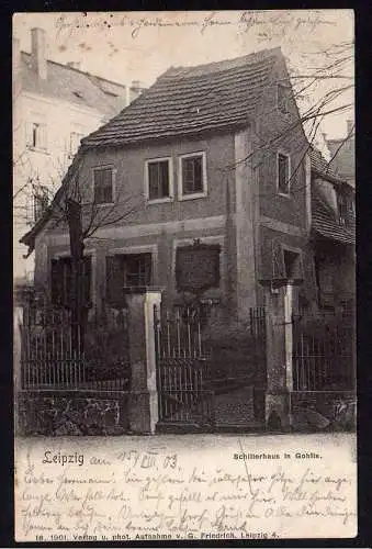 64761 Ansichtskarte Leipzig Schillerhaus in Gohlis 1903