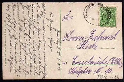 64632 Ansichtskarte Hermsdorf b. Freiburg Schlesien Bahnhof 1923 Bahnpost Löwenberg