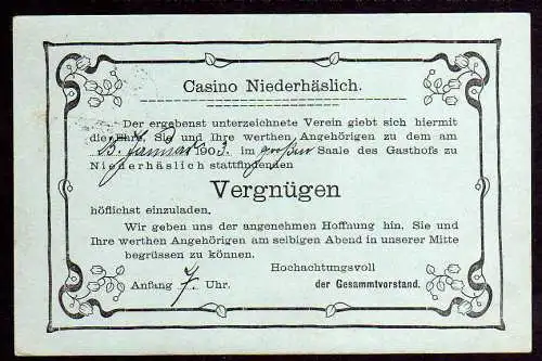 64643 Ansichtskarte Niederhäslich Deuben Freital 1903 Gasthof Casino Privatganzsache Zudruc