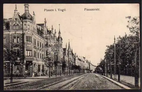 64645 Ansichtskarte Plauen Vogtl. 1914 Pausaerstr.