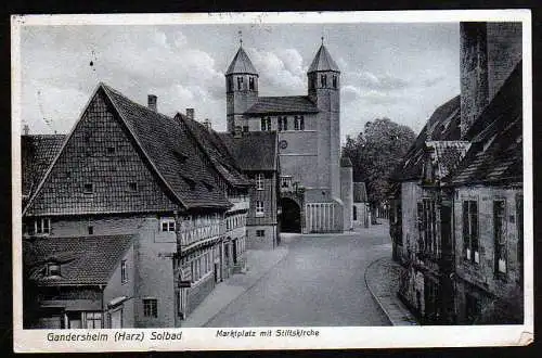 64820 Ansichtskarte Gandersheim Markt Stiftskirche 1932 Bahnpost