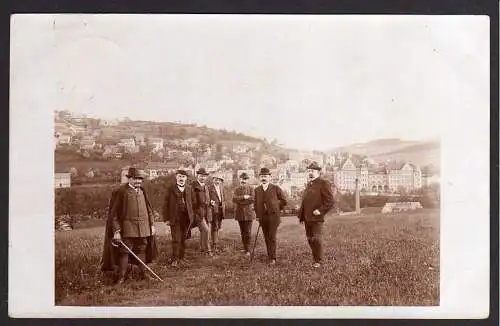 64410 Ansichtskarte Ebersbach Foto Ansichtskarte 1912 Herrenausflug Ort !!!