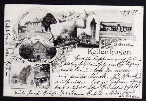 64484 Ansichtskarte Kellenhusen Holstein 1898 Bokhorst Leuchtturm Pension Andacht Wintersho