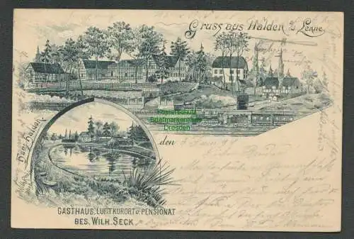 137213 AK Halden a. d. Lenne 1894 Vorläufer Hagen Federlitho Gasthaus Wilh. Seck