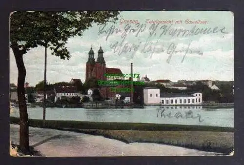 126579 Ansichtskarte Gniezno Gnesen 1906 Totalansicht mit Gawellsee