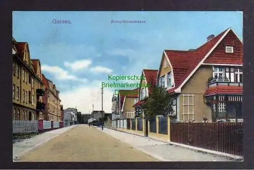 126703 Ansichtskarte Gniezno Gnesen Kronprinzenstraße um 1915