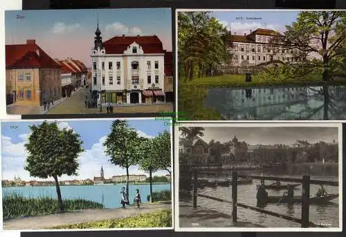 124382 4 Ansichtskarte Dux Duchcov 1938 Schloss Schlossteich Panorama