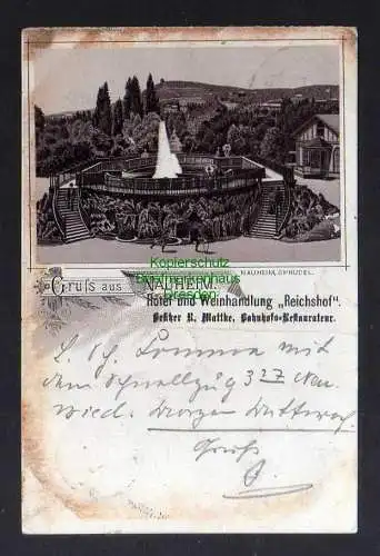 124452 Ansichtskarte Nauheim 1897 Litho Hotel Weinhandlung Reichshof Bahnhofs Restaurateur