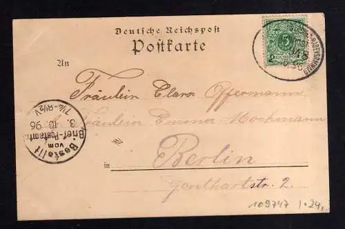 109747 Ansichtskarte Radevormwald 1896 Vorläufer Federlitho Bahnhof Postamt Gasanstalt Rath